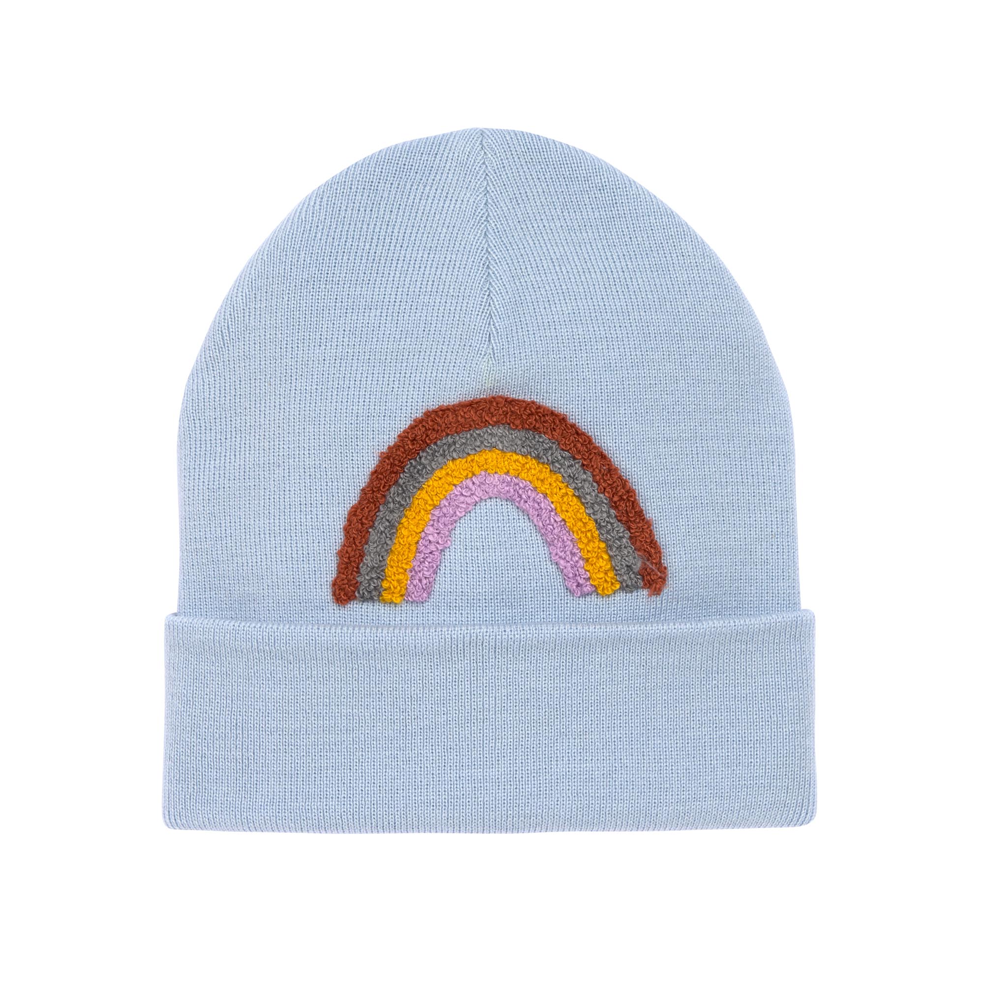 Beanie Mütze Kinder - Merino Wolle, Little Gang, Regenbogen Hellblau
