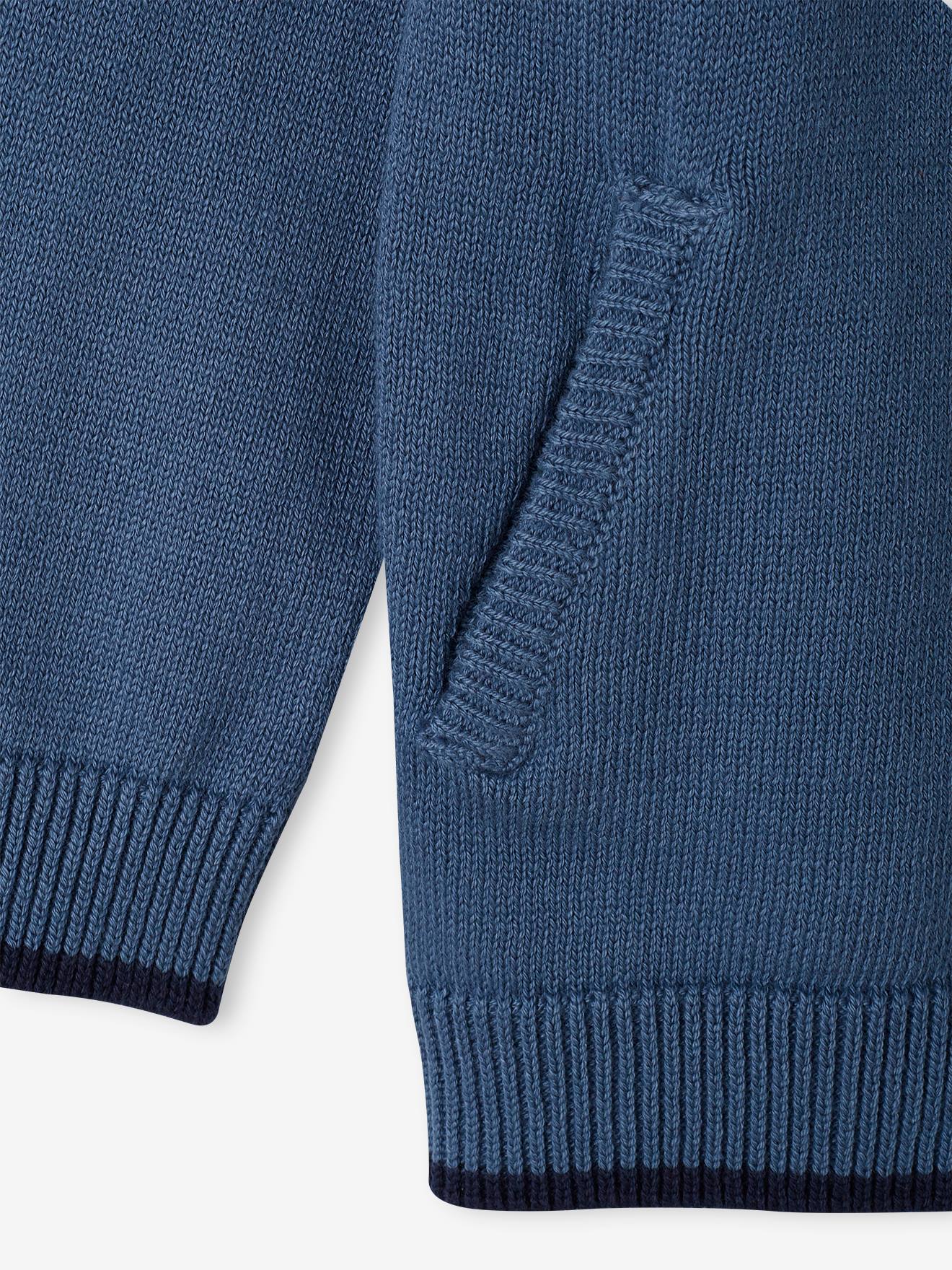 Vertbaudet Jungen Strickjacke im College, personalisierbar-Look Oeko-Tex - salbeigrün