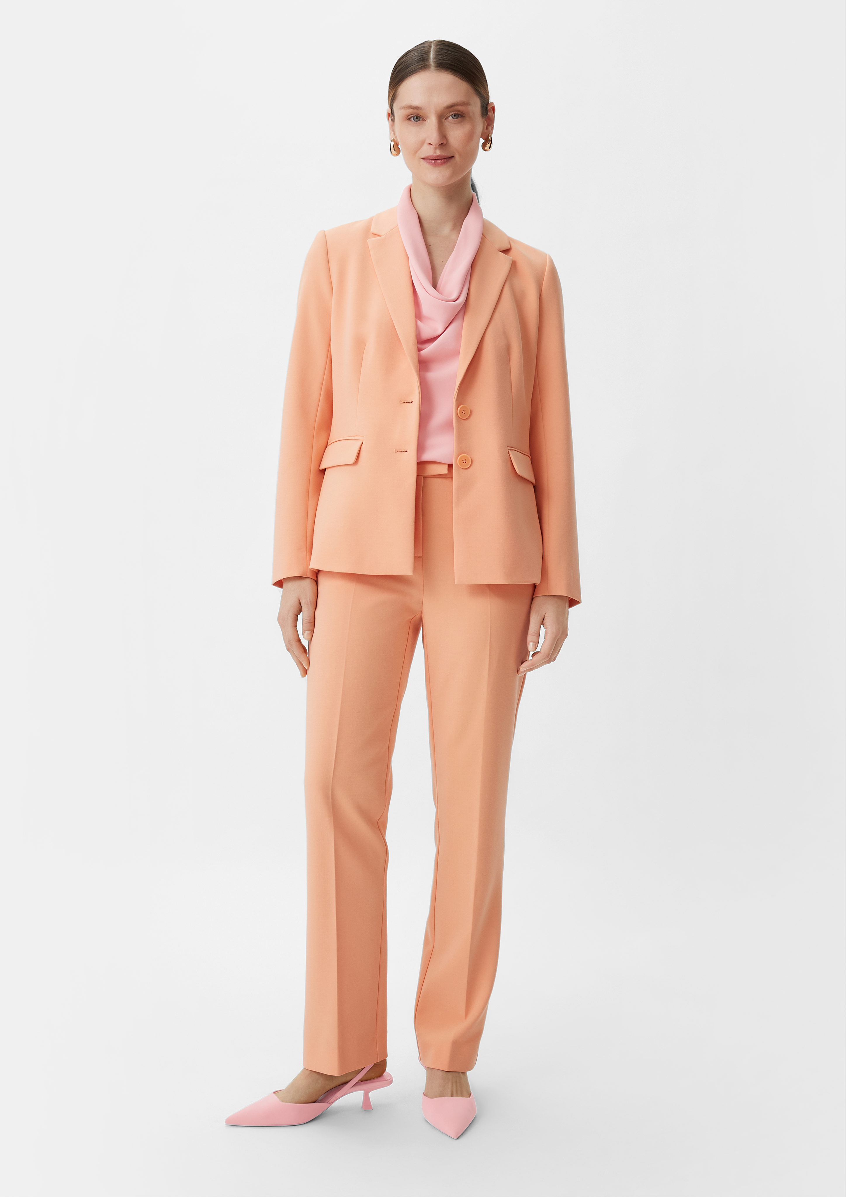 Crêpeshirt mit Wasserfall-Ausschnitt - rosa