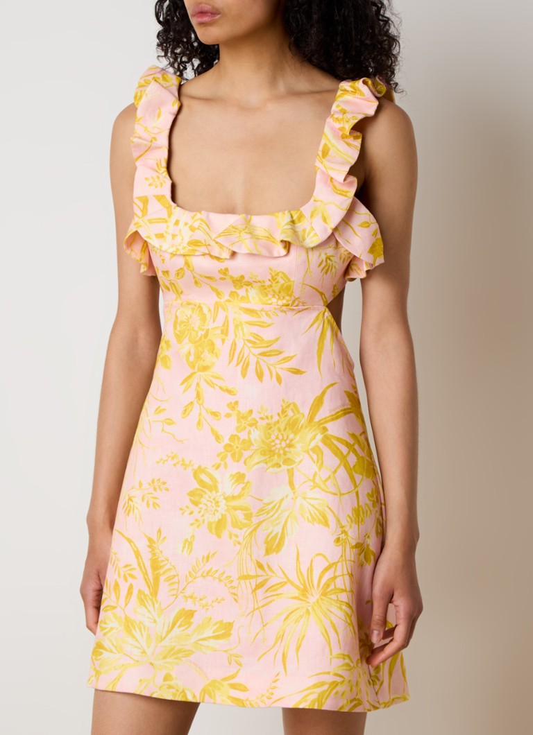 Zimmermann linen mini dress with floral print