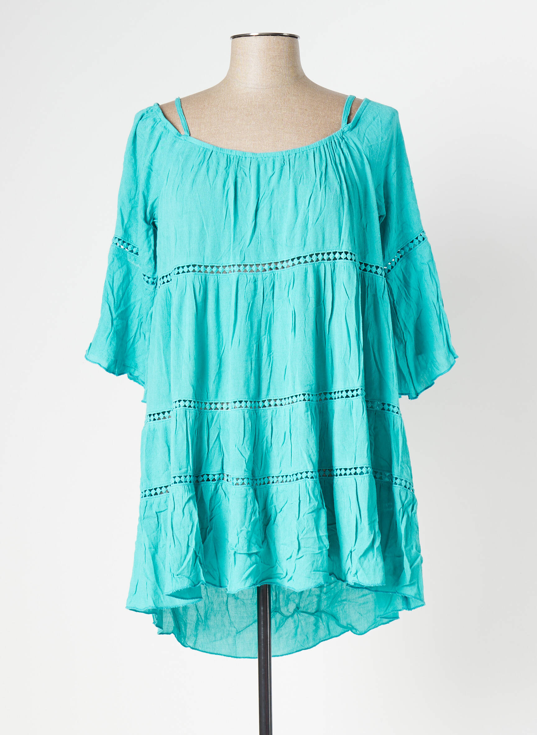 Lara Ethnics Tuniquemanchelongue Femme couleur bleu