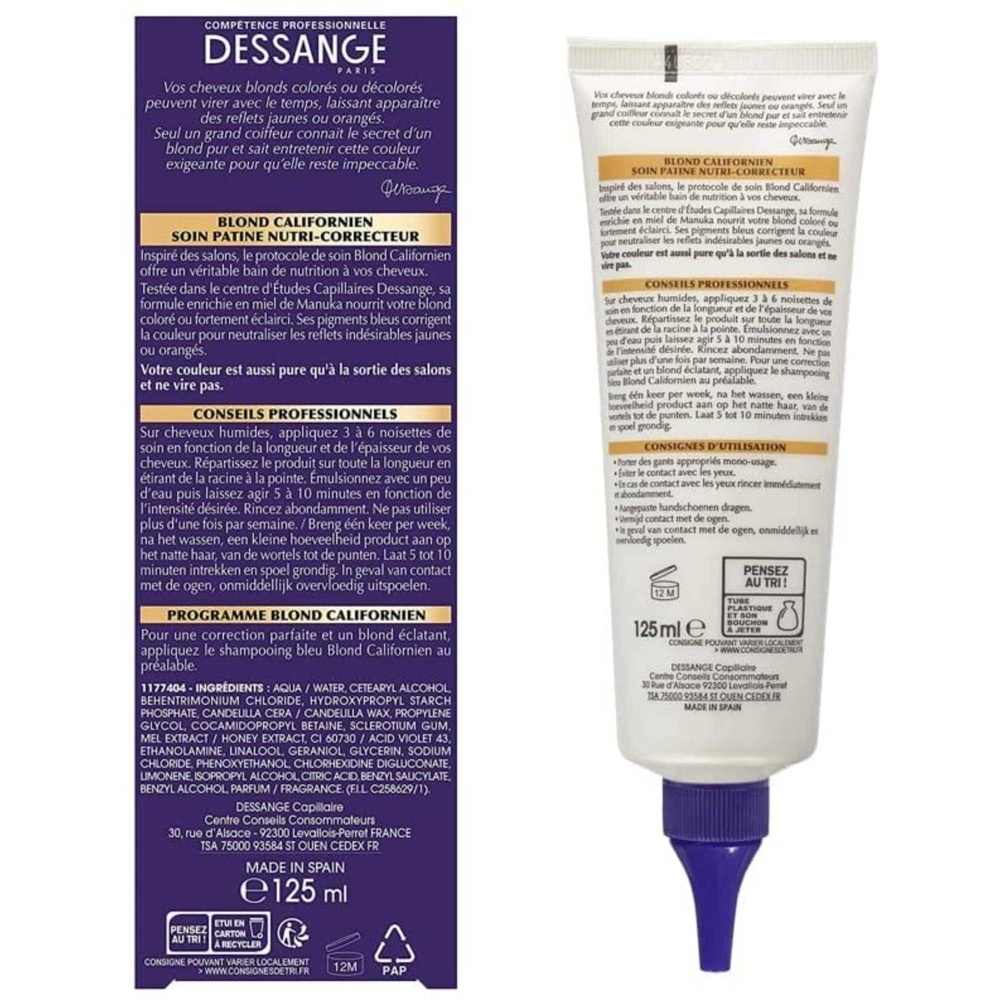 dessange Dessange Soin patine bleu Blond Californien Nutri-correcteur 125ml Dessange Soin patine bleu Blond Californien Nutri-correcteur