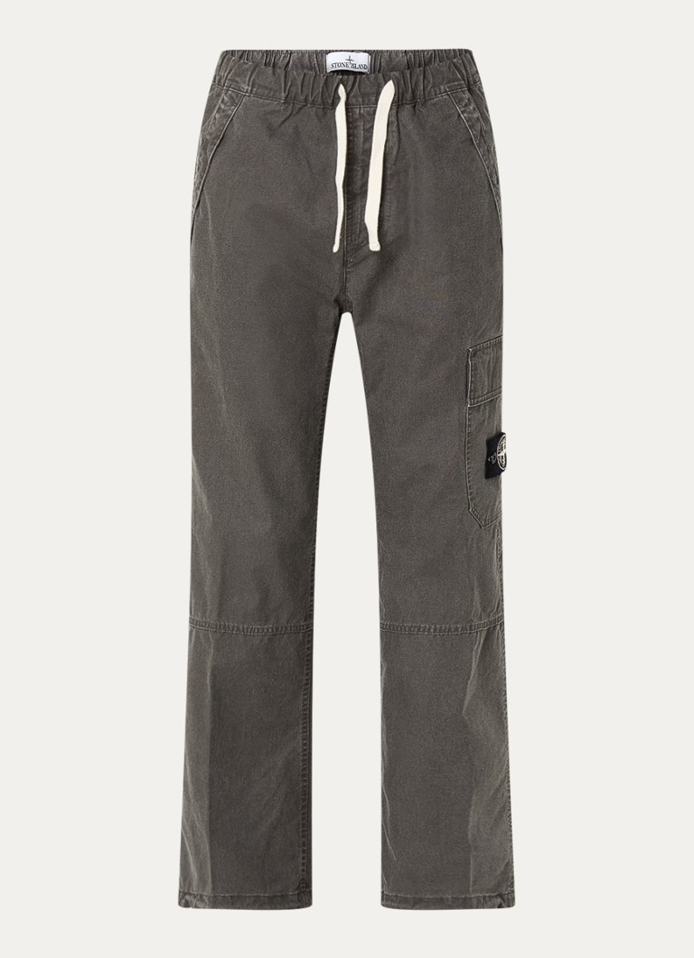 Pantaloni cargo Stone Island 32T1 cu croială dreaptă din amestec de lyocell și logo