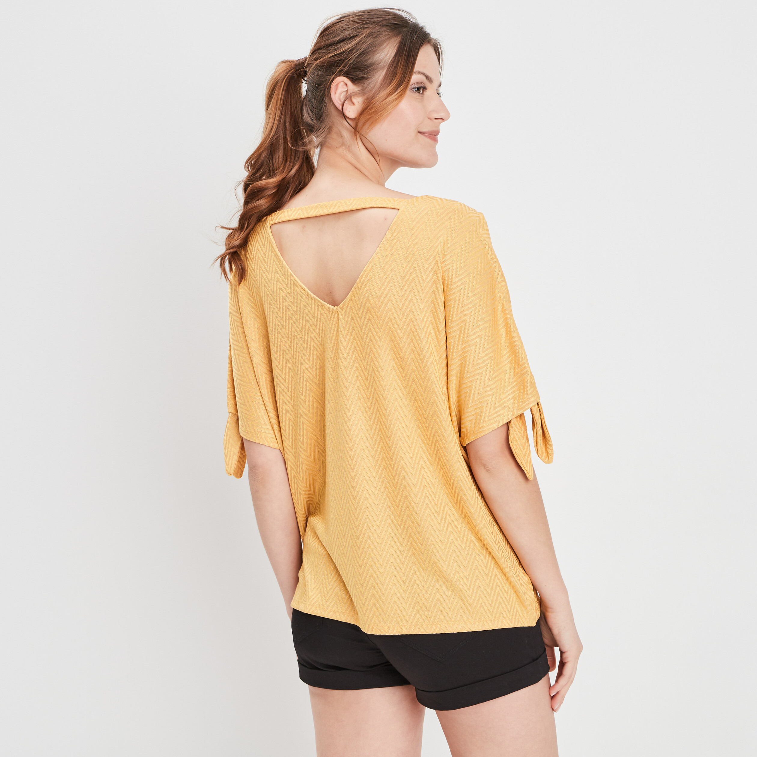 T-shirt manches courtes jaune femme | La Halle