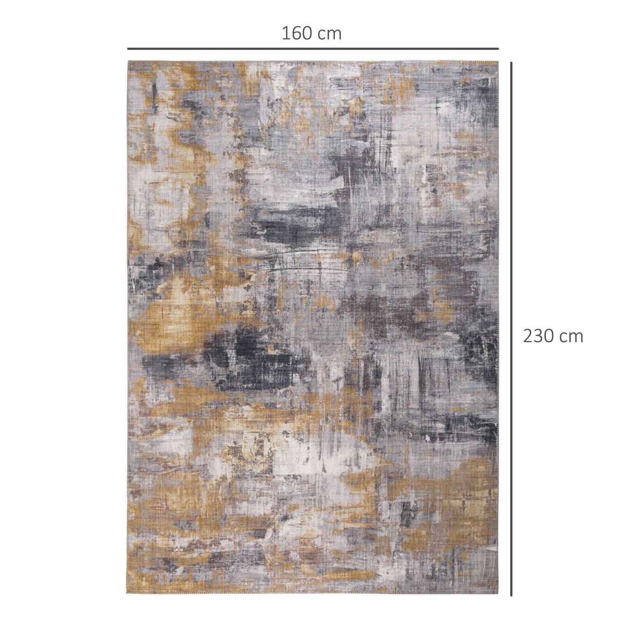 HOMCOM Teppich pfegeleicht Kurzflor Grau-Gelb 230 x 160 x 0,7 cm