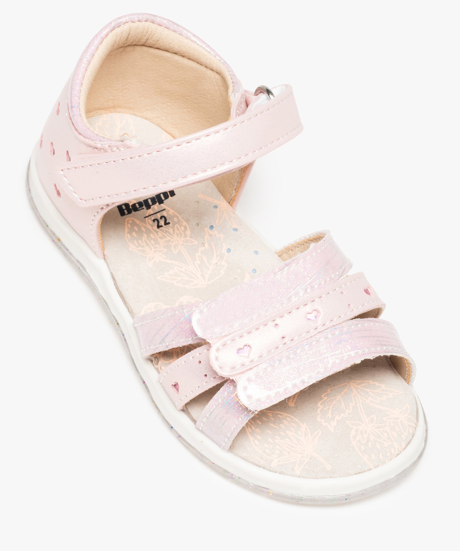 Sandales bébé fille avec brides scintillantes et motifs co... rose | GEMO