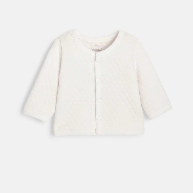 Cardigan matelassé bébé en coton bio blanc Absorba
