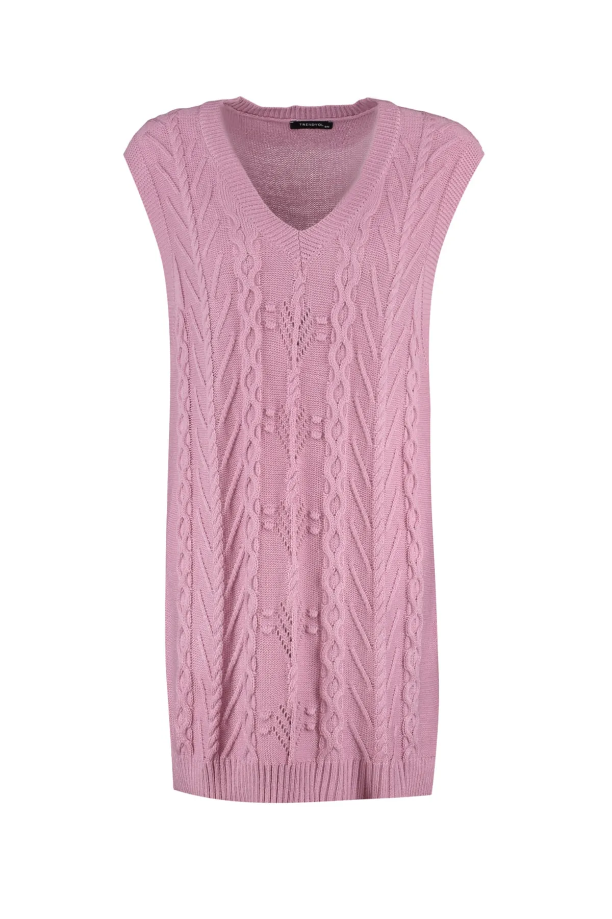 Trendyol Modest  Rosa Strickpullover mit V-Ausschnitt TCTAW23SV00005