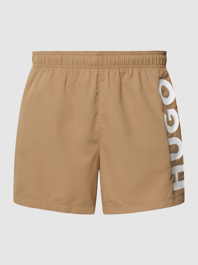 Badehose mit Label-Print in camel