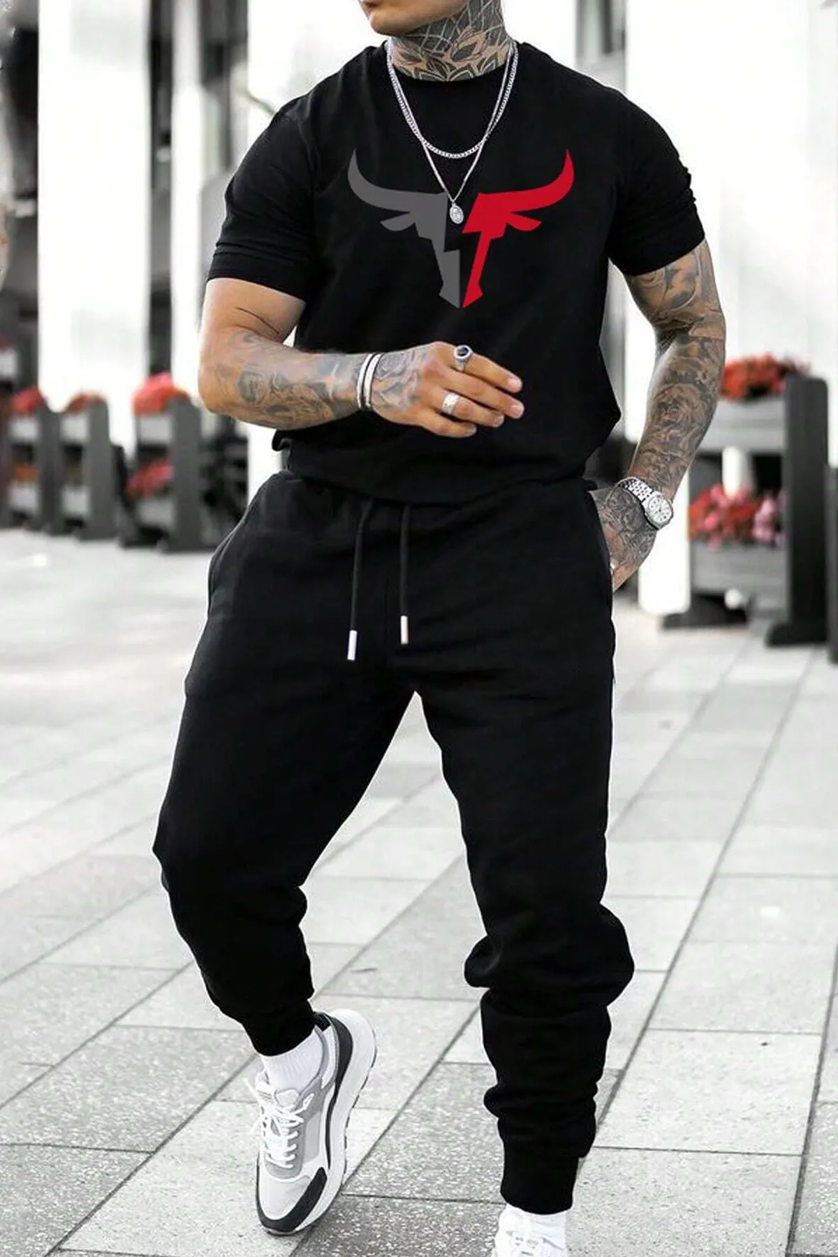 uyguntarz  Trainingsanzug-Set mit Bullen-Print, Unisex