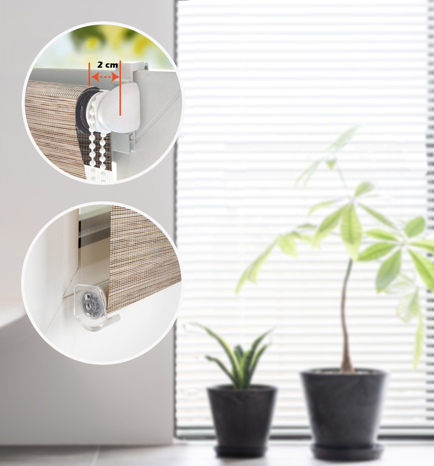 Doppelrollo Doppelrollo Natural Duo-Rollo Klemm Fix mit Klemmträger, Fenster-Rollo, DomDeco, Klemm- oder Schraubmontage