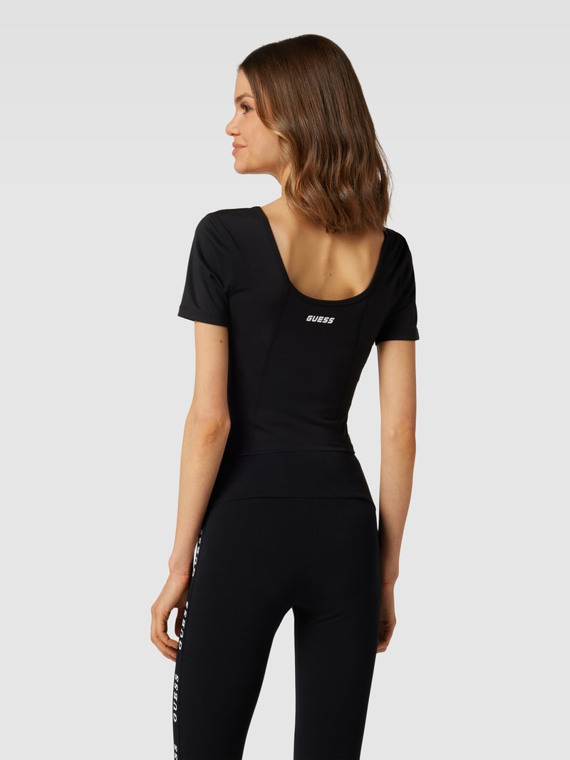 Cropped T-Shirt mit Steppnähten Modell 'BIRGIT ACTIVE CROP TOP' in schwarz
