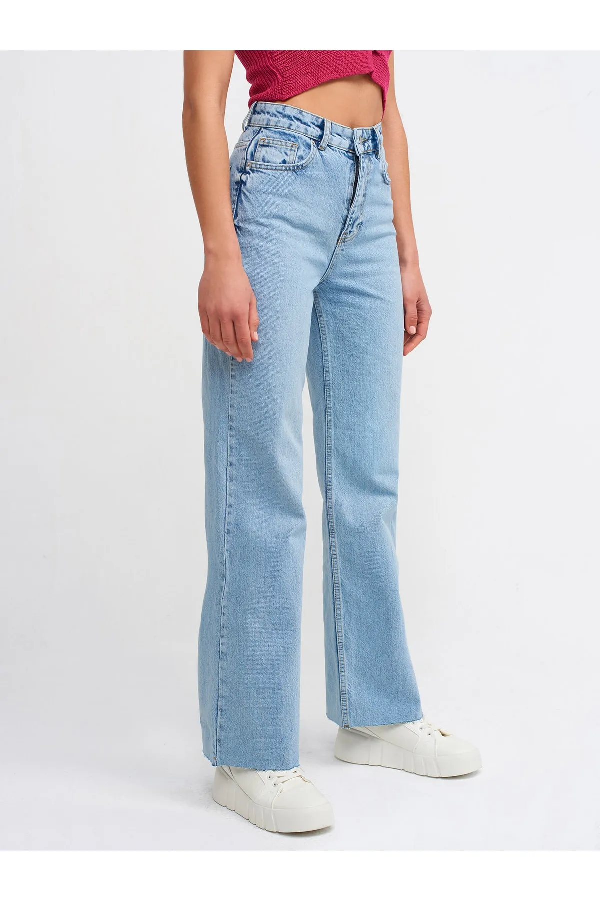 Dilvin  70242 Nahtlose Hose mit weitem Bein – Blau