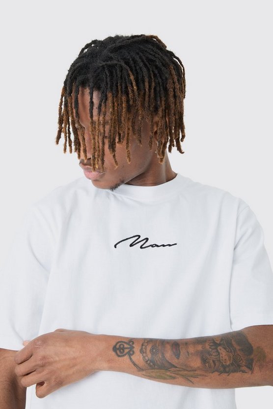 Tall T-Shirt mit Man Signature Stickerei