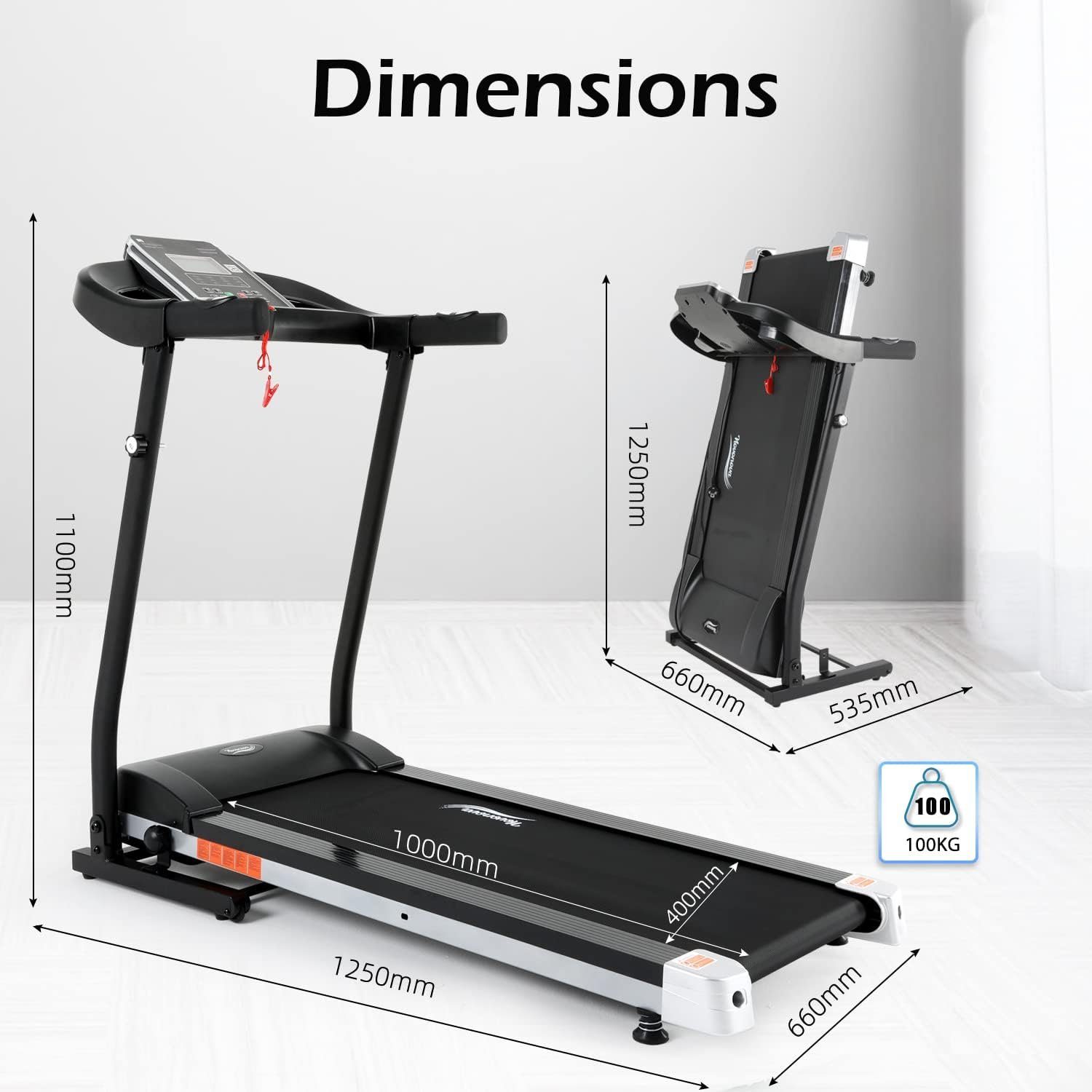 Novonova Laufband (Bluetooth APP, 2HP leiser Elektromotor, LCD Display, SY-1025), elektrisches klappbar für zu Hause Laufband mit 12 Trainingsprogrammen