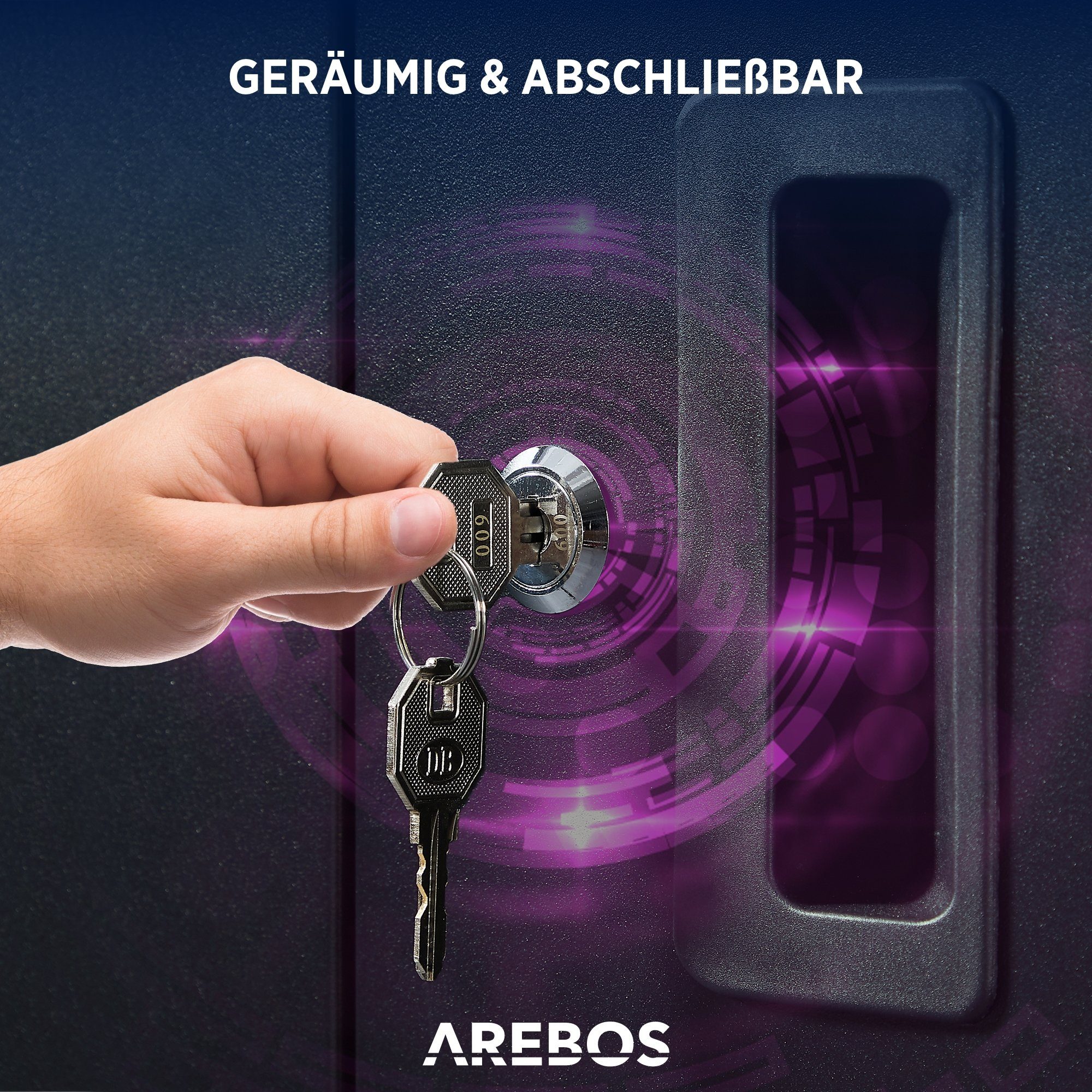 Arebos Aktenschrank Büroschrank Materialschrank Stahlschrank (Stück, schwarz)
