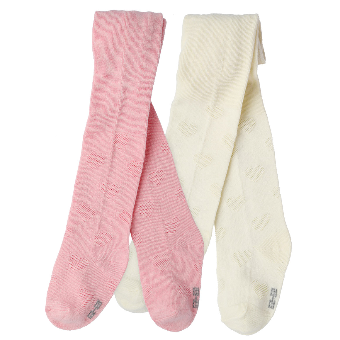 2 Baby Strumpfhosen mit Herz-Motiven