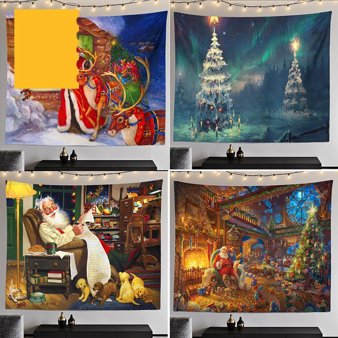 Wandteppich Weihnachts-Wandteppich, farbenfrohe Hintergrund-Wanddekoration, Uana, Höhe: 130 mm