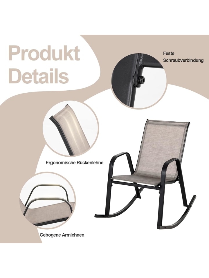 COSTWAY 2er Set Schaukelstühle in Braun günstig kaufen onesize