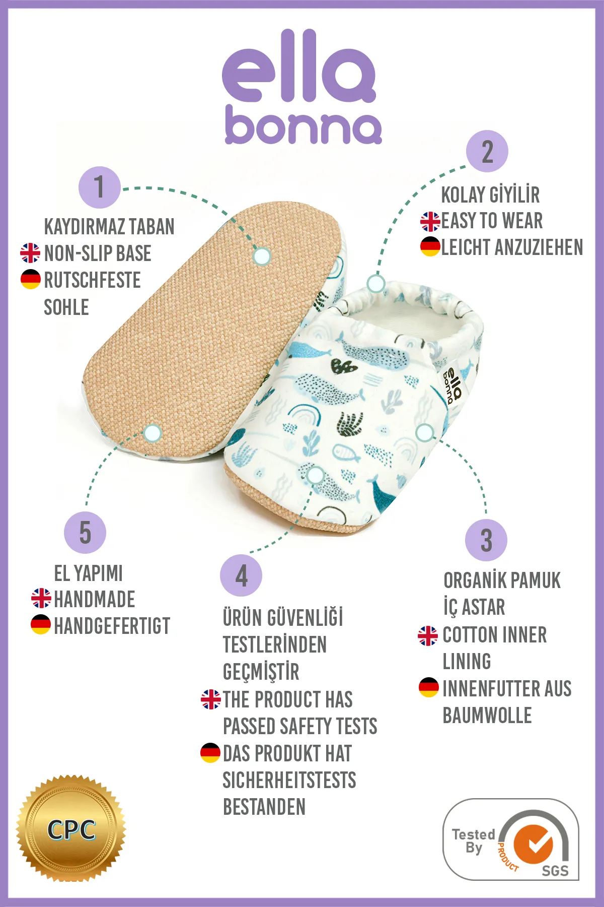 Ella Bonna  Rutschfeste Sohle, Einhorn-Fisch-Babyschuhe, Heimstiefel, Hausschuhe, Kinderzimmerschuhe, Hausschuhe