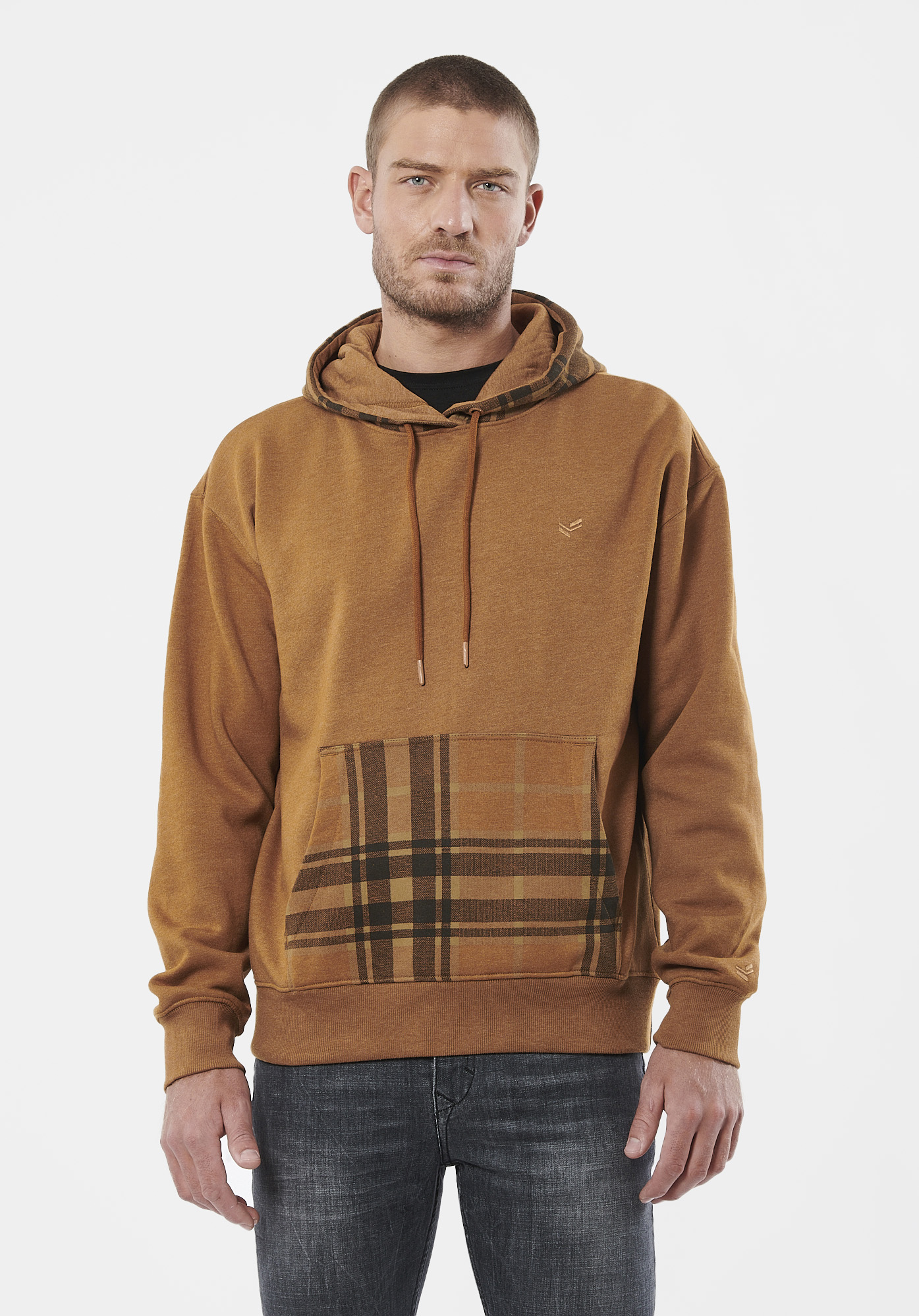 TODD   Sweat à carreaux marron homme