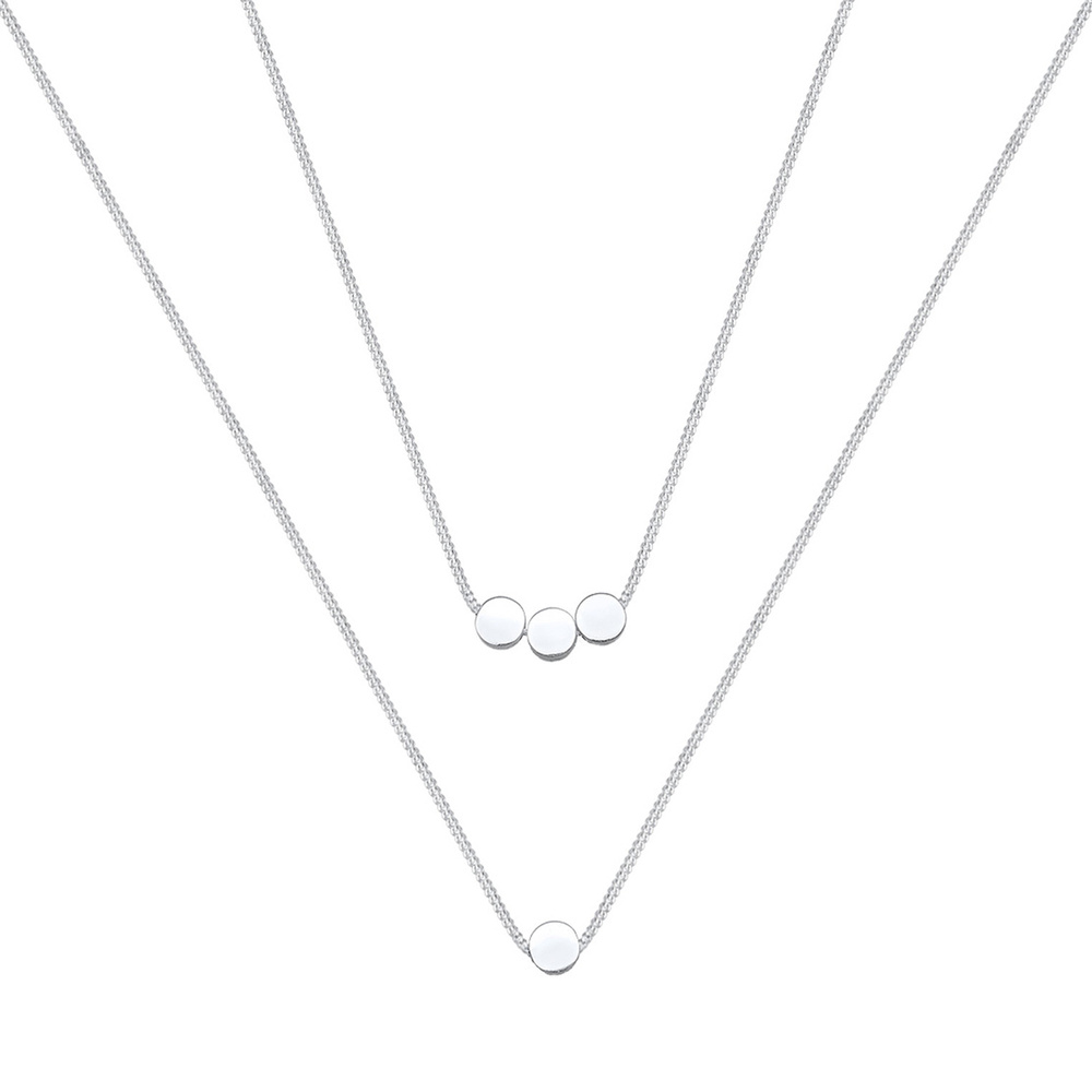 Elli Elli Collier Femme Paillettes Layer Look - (925/1000) Argent collier