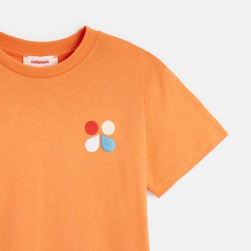 T-shirt enfant orange en coton recyclé mixte Catimini