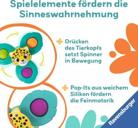 Play+ Pop-it Spinner: Leopard - Babyspielzeug ab 6 Monaten