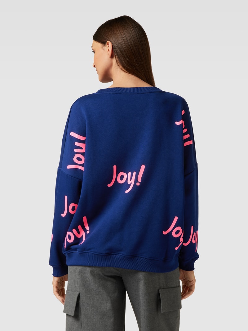 Sweatshirt mit Strasssteinbesatz Modell 'JOY' in marineblau