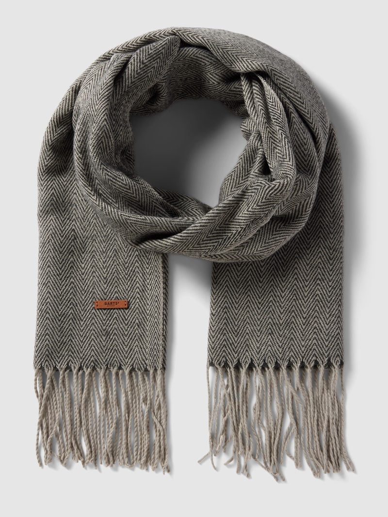 Schal mit Label-Detail Modell 'SOHO' in mittelgrau meliert