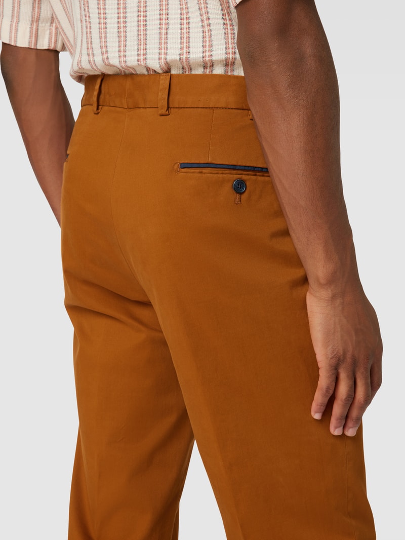 Regular Fit Chino mit Paspeltaschen Modell 'PEAKER' in cognac
