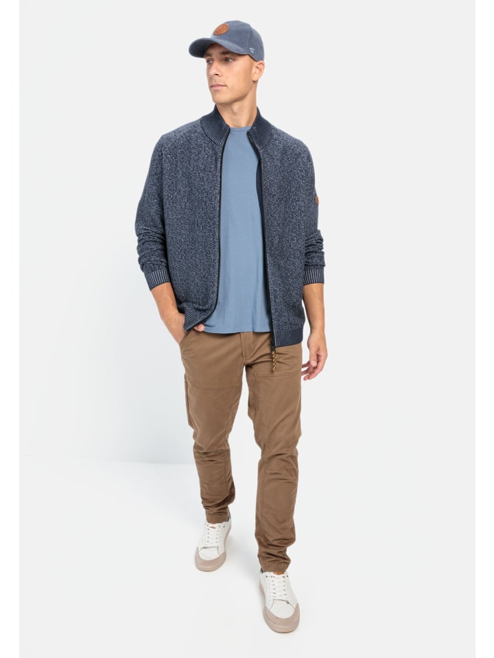 Camel Active Strickjacke mit Reißverschluss in Jeans Blau günstig kaufen