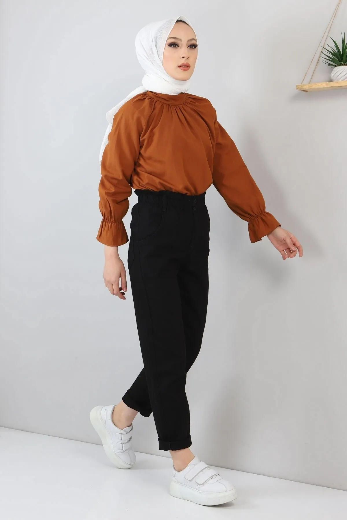 Modamihram  Jeanshose mit elastischem Bund, Schwarz 5021