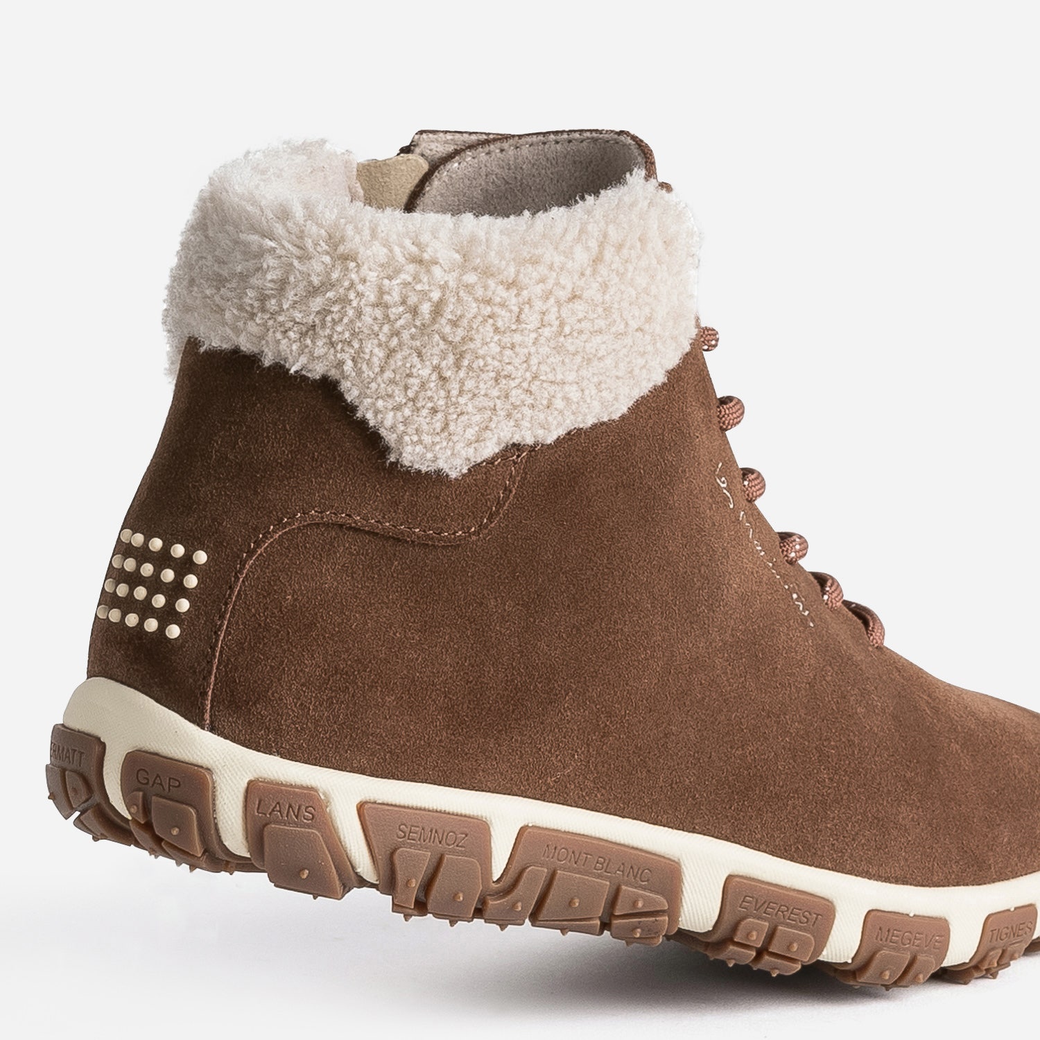 Boots à lacet TBS camel en cuir velours fourré