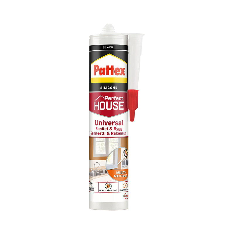 Pattex Silikonfugemasse 280 ml sort, sanitet&bygg