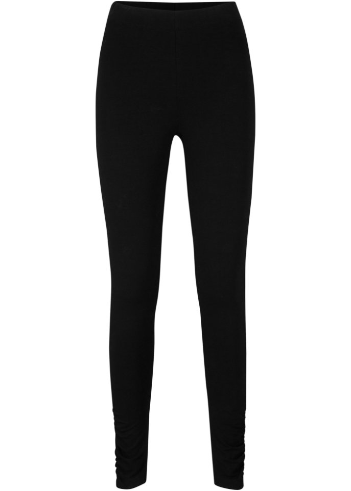 Baumwoll-Leggings mit breitem Bequembund und Raffungsdetail