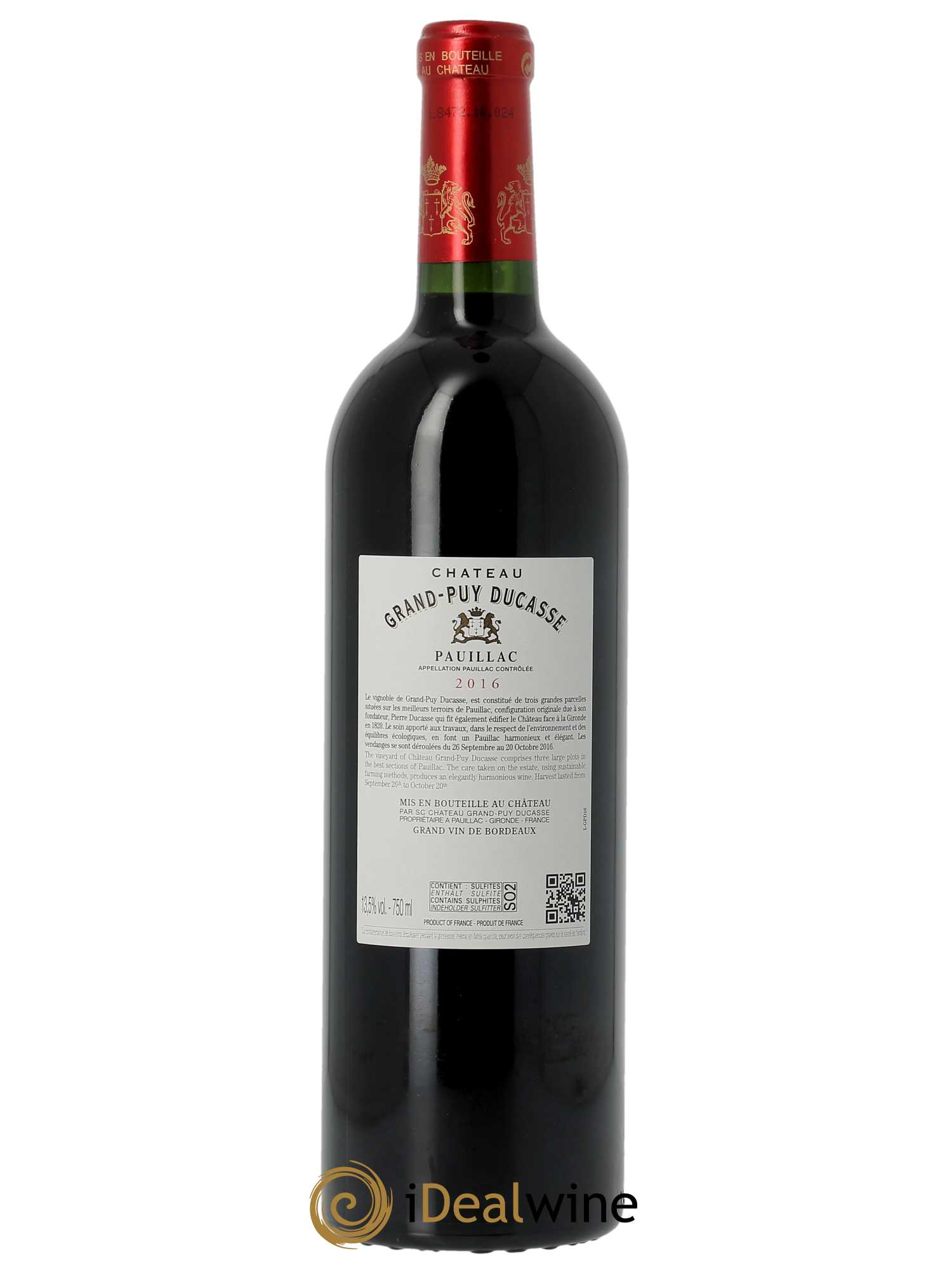 Château Grand Puy Ducasse 5ème Grand Cru Classé (CBO à partir de 12 BTS) 2016 - Lot de 1 Bouteille