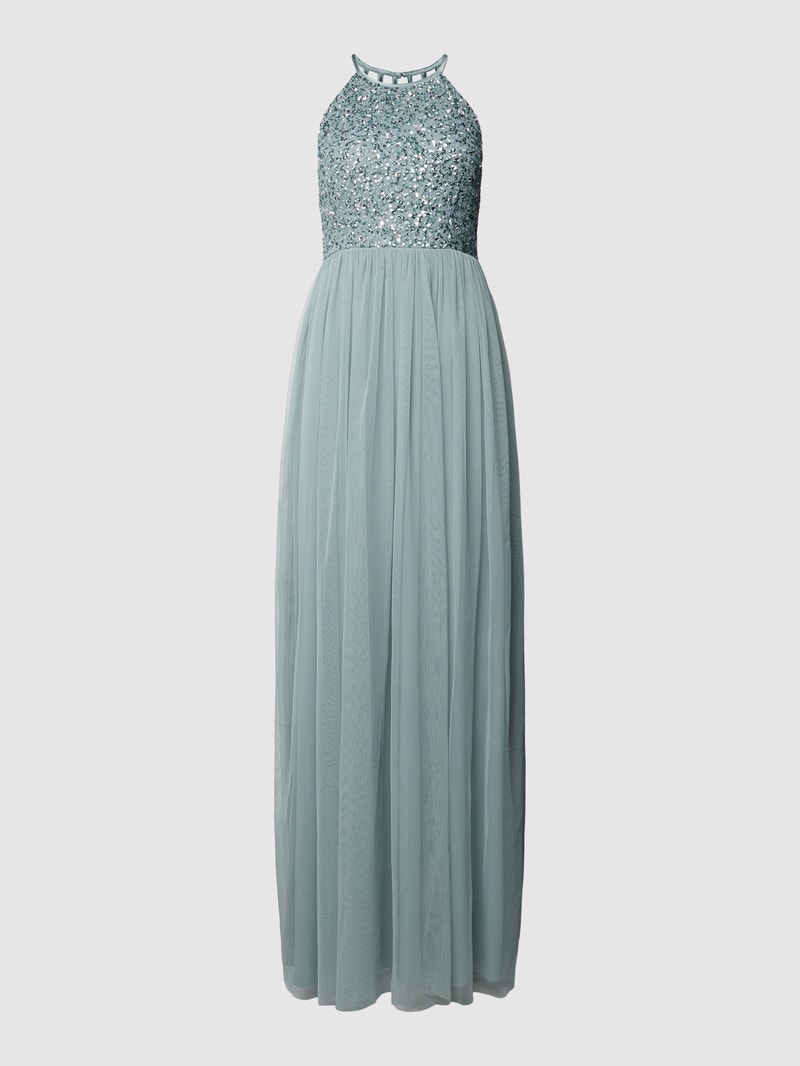Abendkleid mit Neckholder in schilf