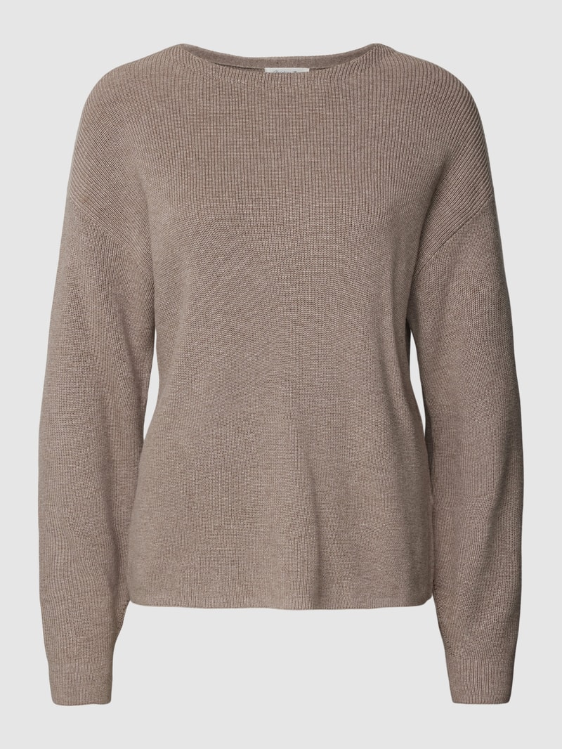 Strickpullover mit Rundhalsausschnitt in taupe meliert