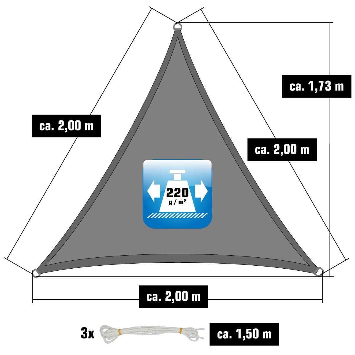 AMANKA 2 x 2 x 2 HDPE Sonnensegel