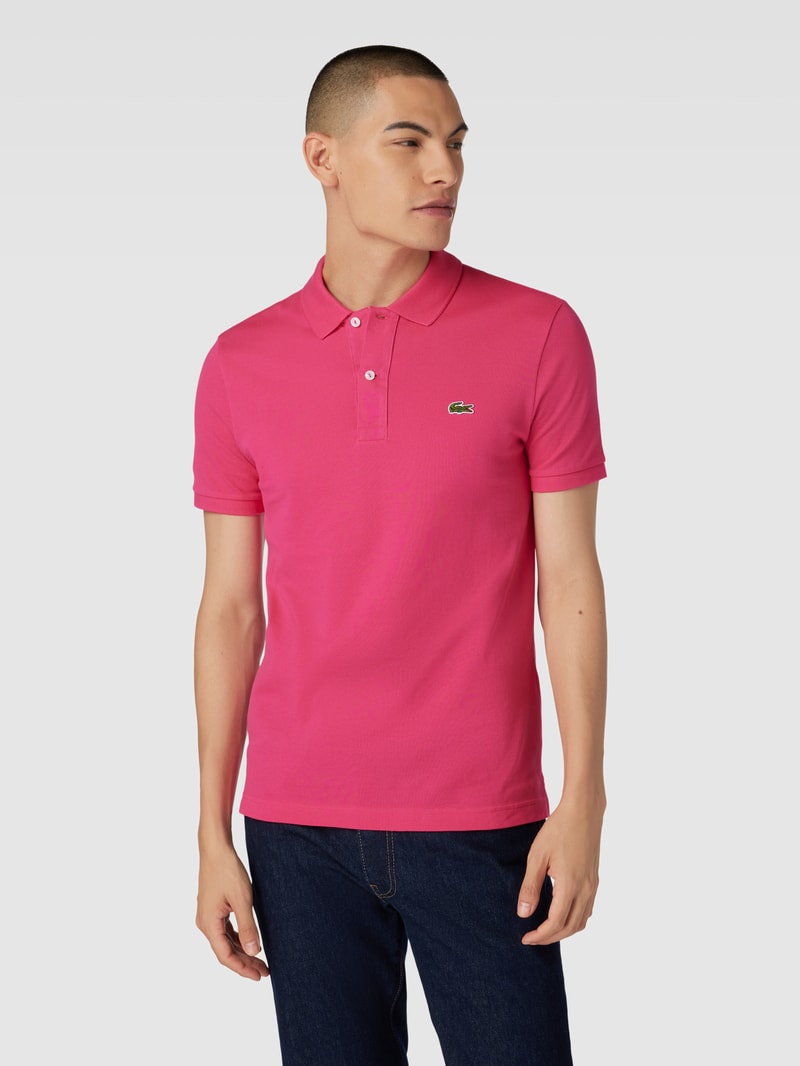 Poloshirt mit Logo-Stitching in pink