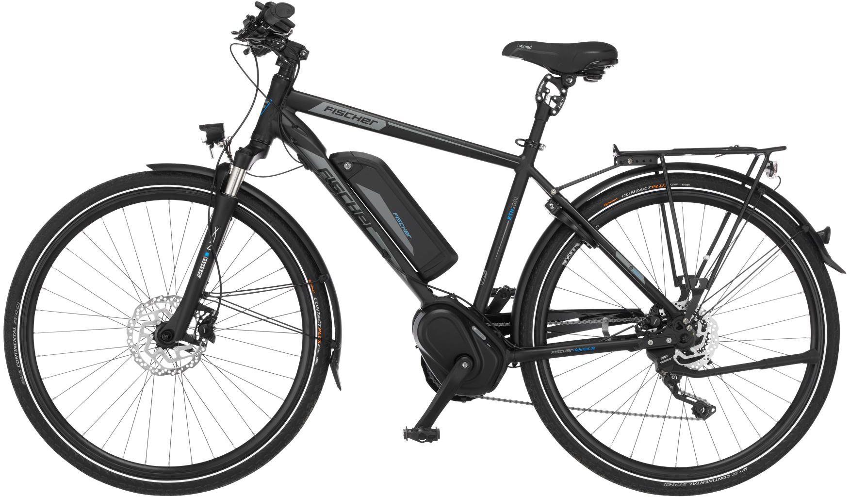 FISCHER Fahrrad E-Bike VIATOR ETH 1861 557, 10 Gang Shimano Deore Schaltwerk, Kettenschaltung, Mittelmotor, 557 Wh Akku, (mit Gepäckträgertasche)