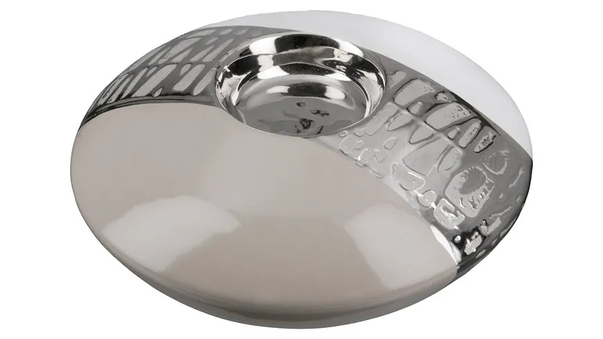 GILDE Teelichthalter Pico H=6,5cm beige, weiß, silber