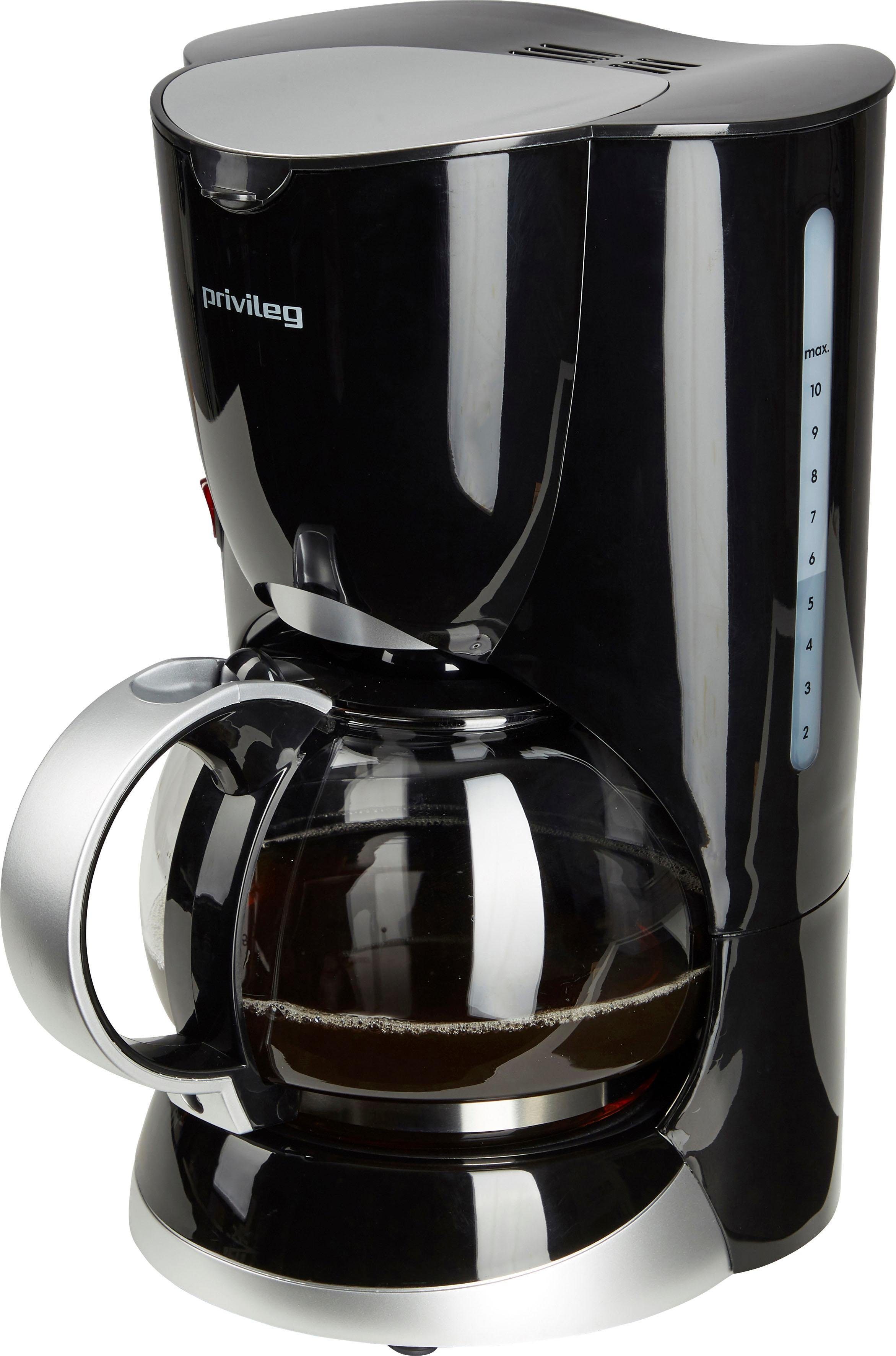 Privileg Filterkaffeemaschine Max. 1080 Watt, 1,37l Kaffeekanne, Papierfilter 1x4, schwarz