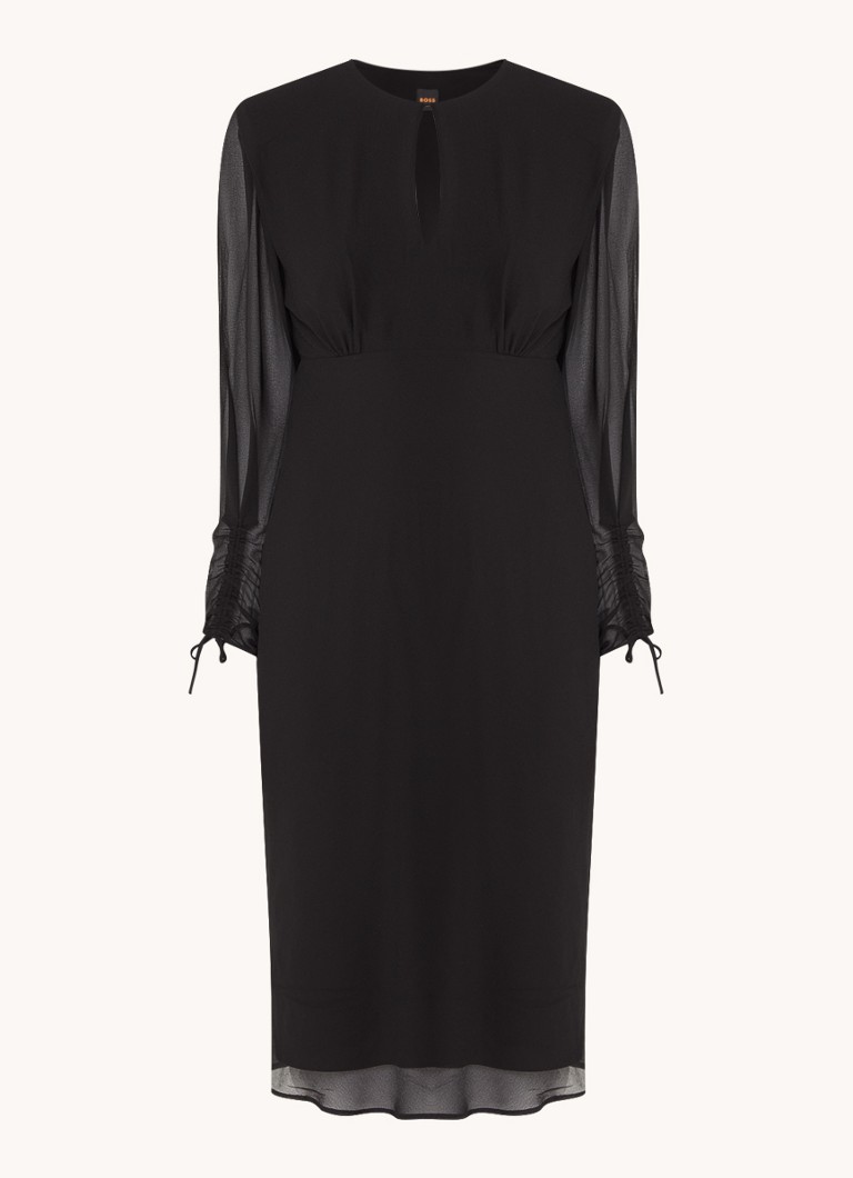 Vestido túnica midi semitransparente Denzal de HUGO BOSS con escote en forma de ojo de cerradura.