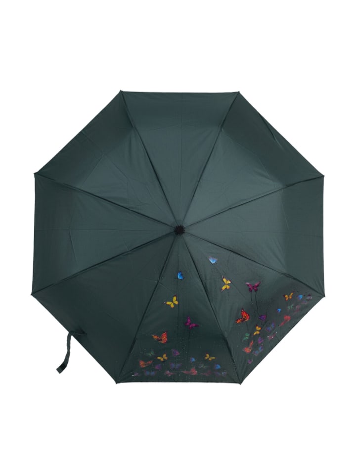 COFI 1453 Teleskop-Taschenschirm mit farbwechselnde Schmetterlingsmotive ø100cm in Grün günstig kaufen 100 cm