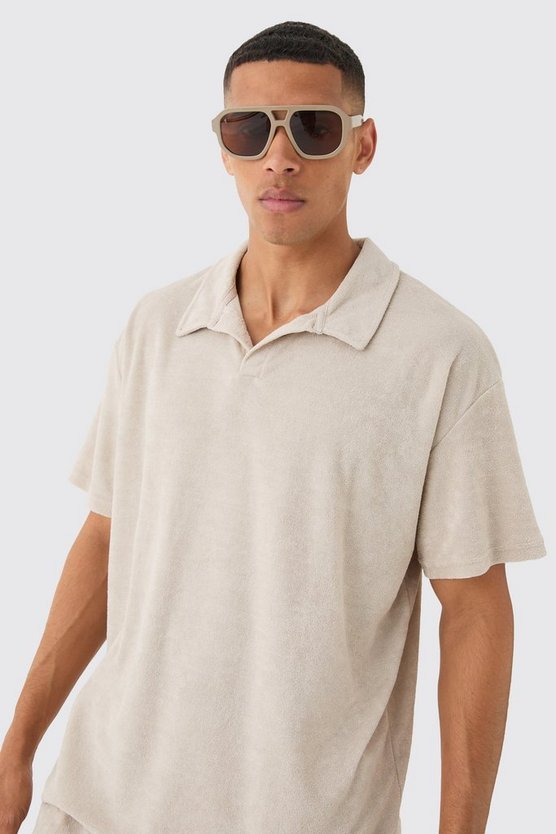 Oversize Frottee Poloshirt & Shorts
