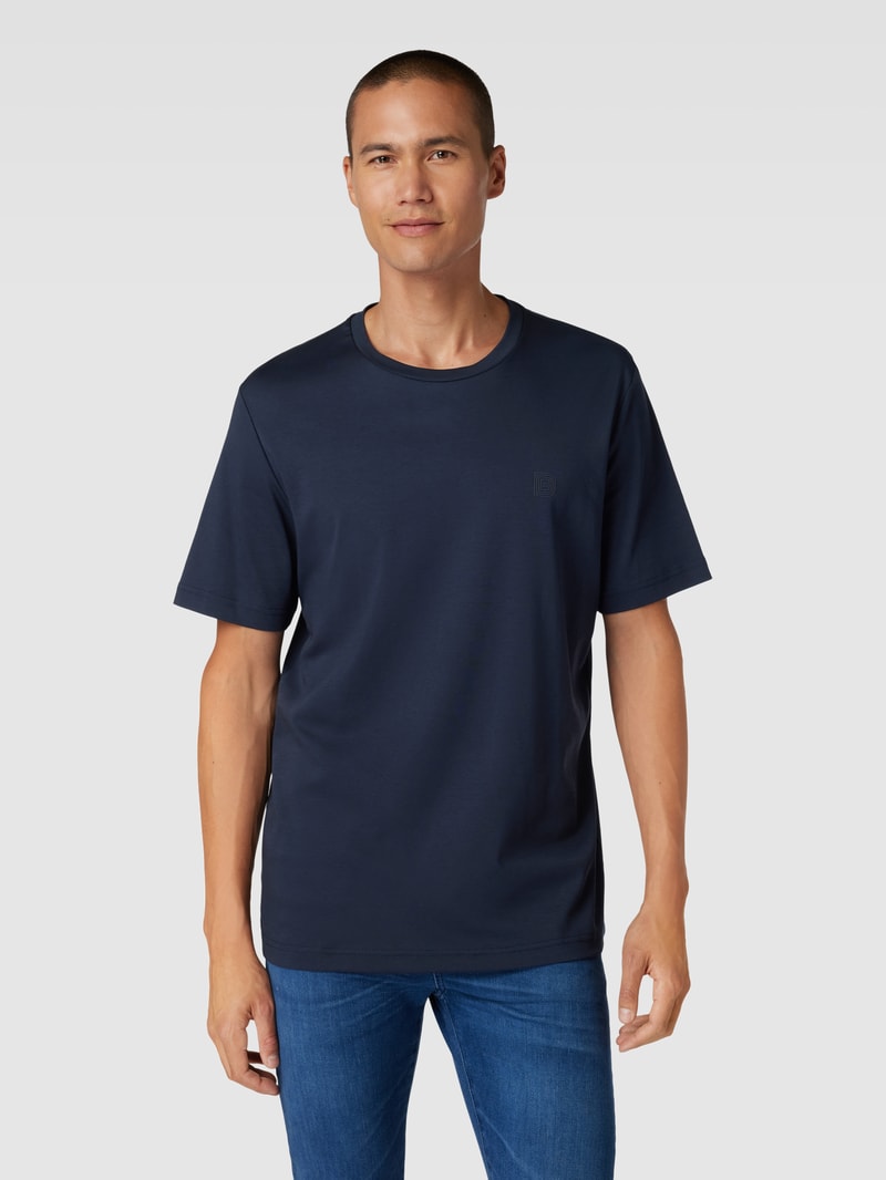 T-Shirt mit Label-Detail Modell 'Tantro' in marineblau