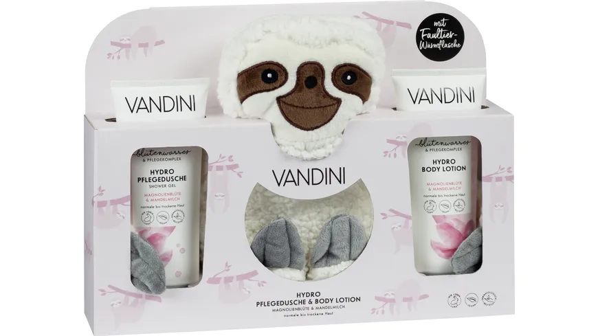 VANDINI Hydro Geschenkset Faultier-Wärmflasche