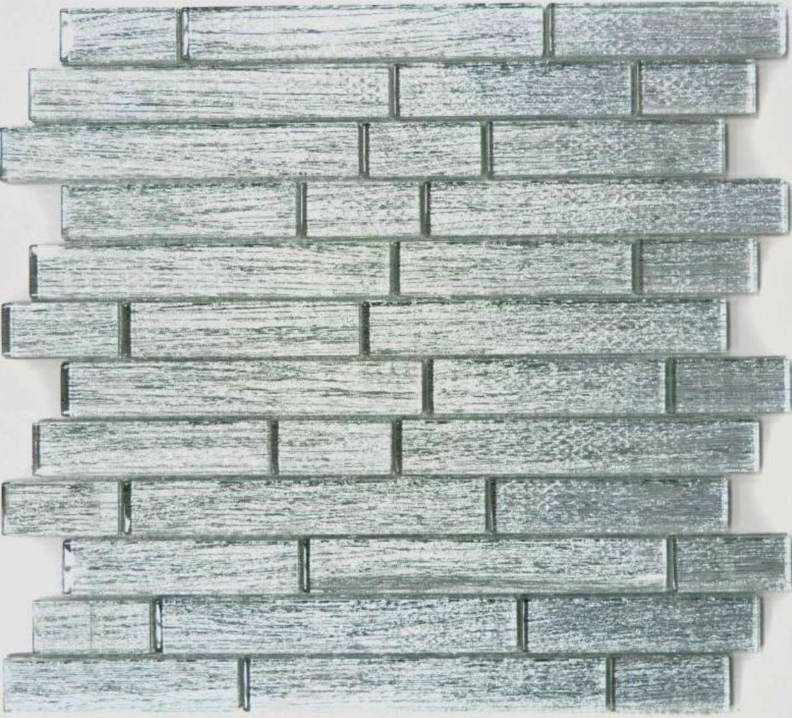 Mosani Mosaikfliesen Glasmosaik silber Mosaikfliese Fliesenspiegel Verbund Glasmosaik